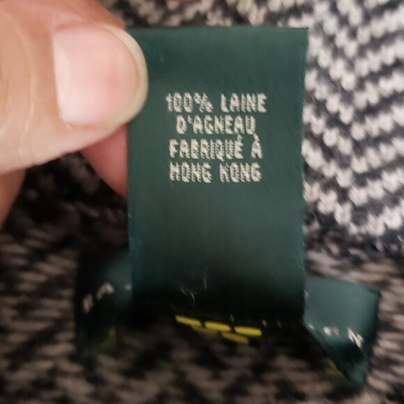 Lauren Ralph Lauren Womens Herringbone Blazer Jacket Lambswool Black/White Large - Picture 12 of 12